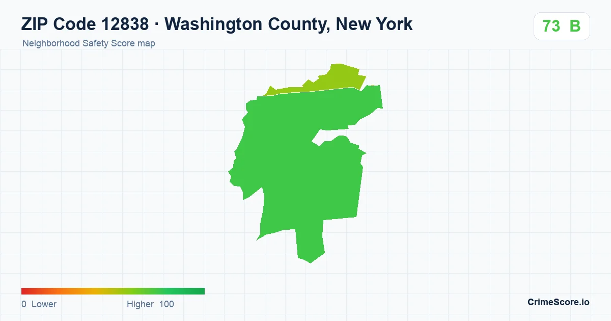 ZIP Code 12838 in Washington County, New York neighborhood Safety Score map