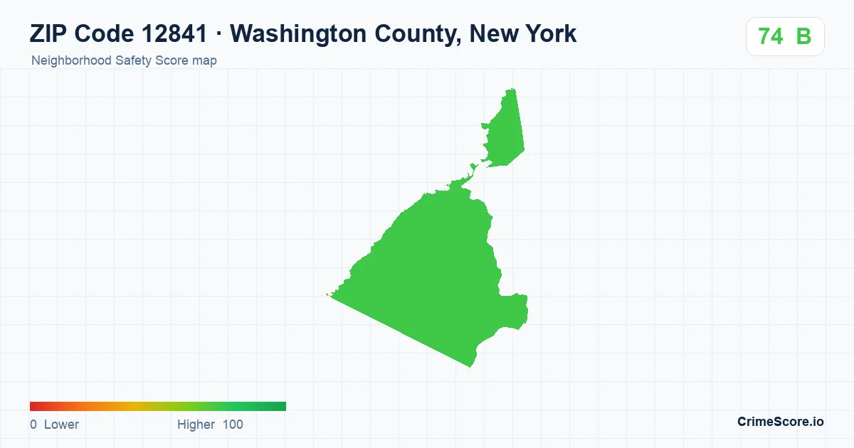 ZIP Code 12841 in Washington County, New York neighborhood Safety Score map