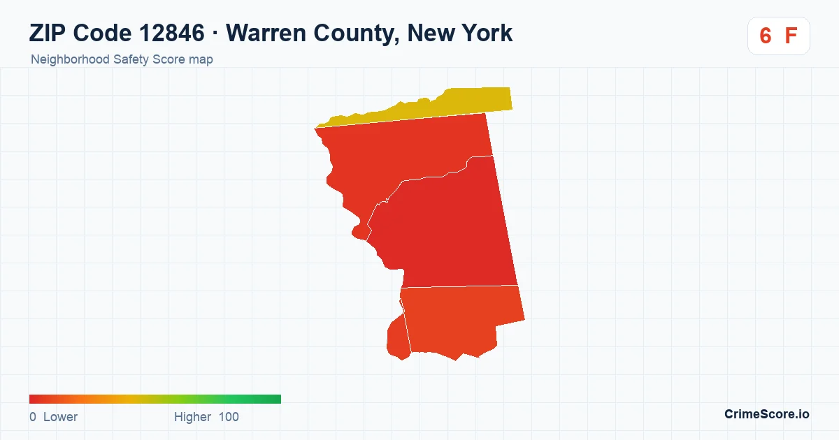 ZIP Code 12846 in Warren County, New York neighborhood Safety Score map