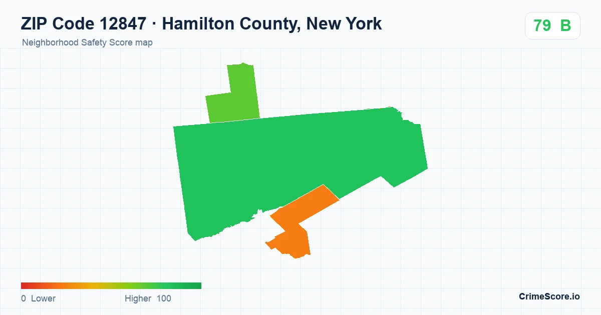 ZIP Code 12847 in Hamilton County, New York neighborhood Safety Score map