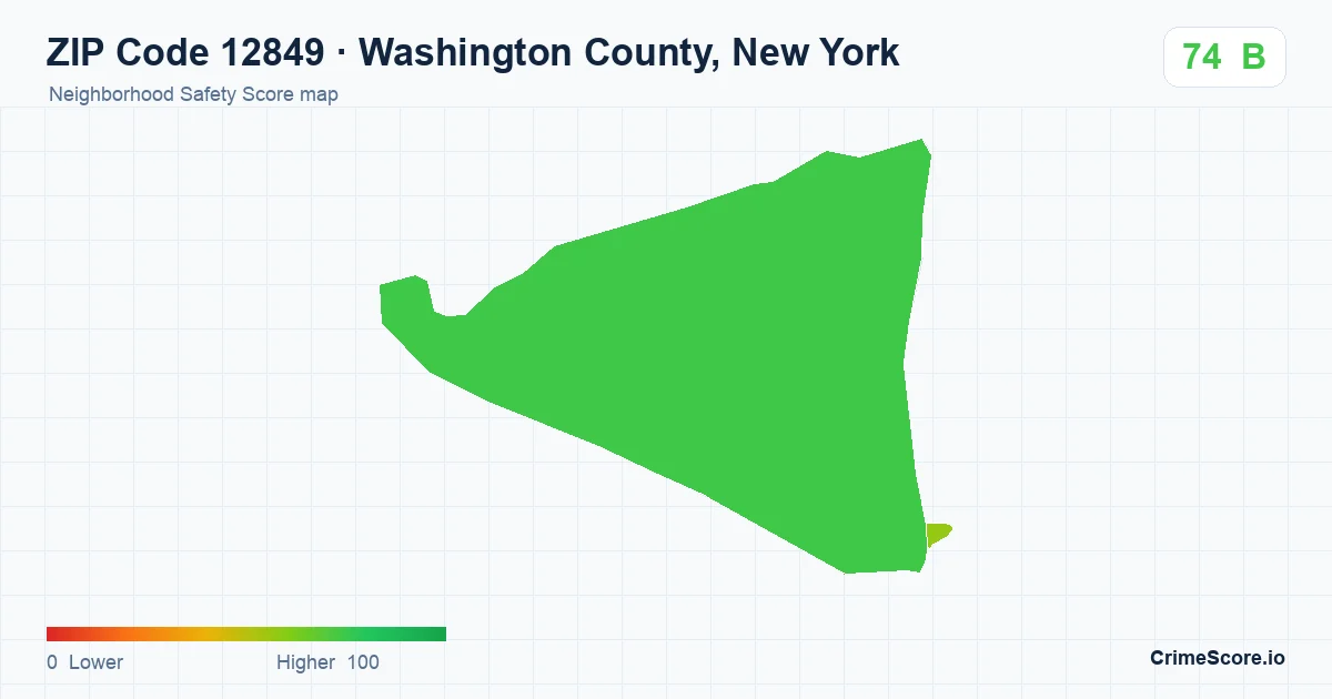 ZIP Code 12849 in Washington County, New York neighborhood Safety Score map