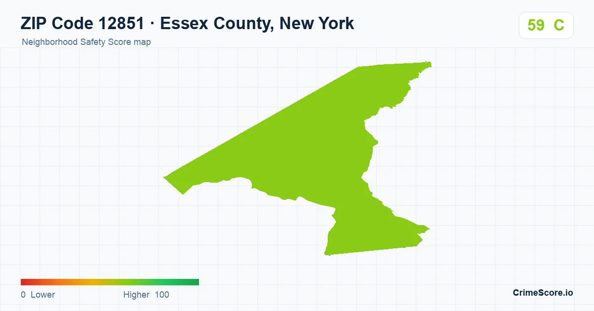 ZIP Code 12851 in Essex County, New York neighborhood Safety Score map