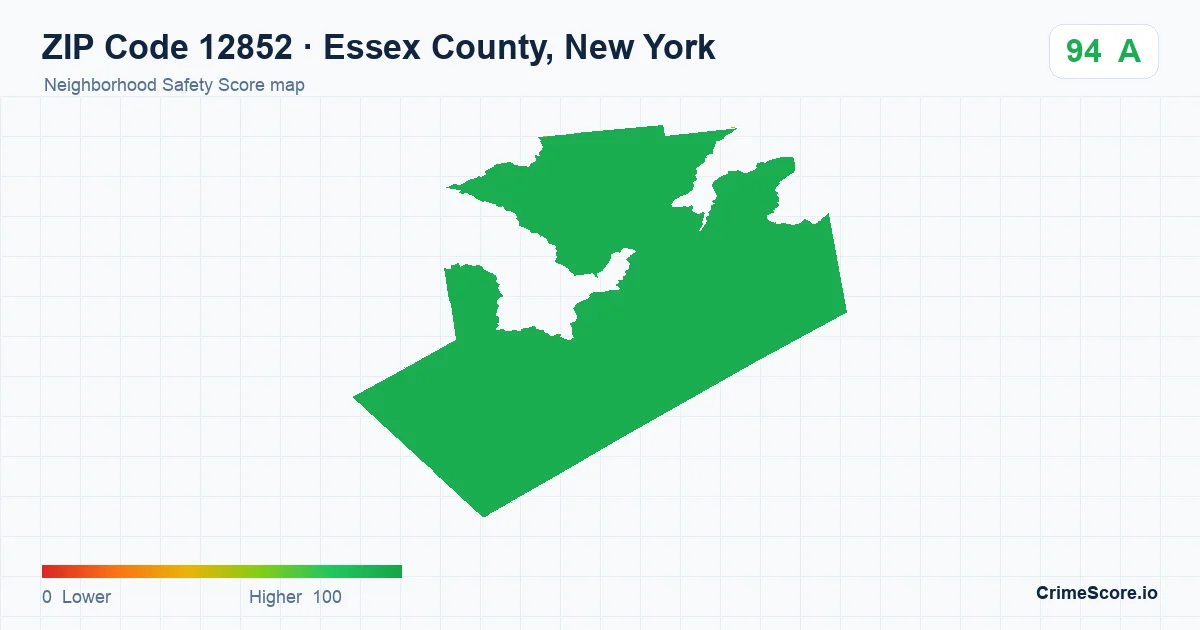 ZIP Code 12852 in Essex County, New York neighborhood Safety Score map