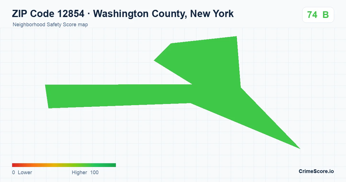 ZIP Code 12854 in Washington County, New York neighborhood Safety Score map