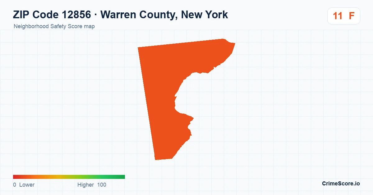 ZIP Code 12856 in Warren County, New York neighborhood Safety Score map