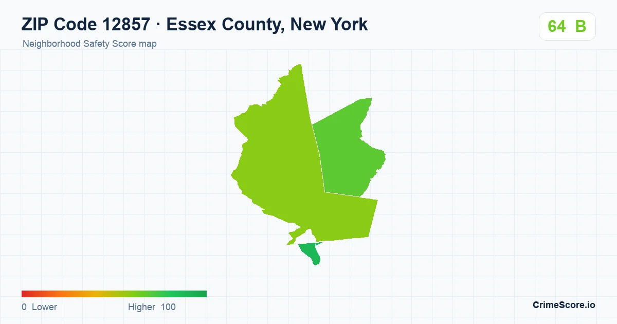 ZIP Code 12857 in Essex County, New York neighborhood Safety Score map