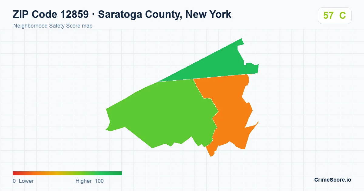 ZIP Code 12859 in Saratoga County, New York neighborhood Safety Score map