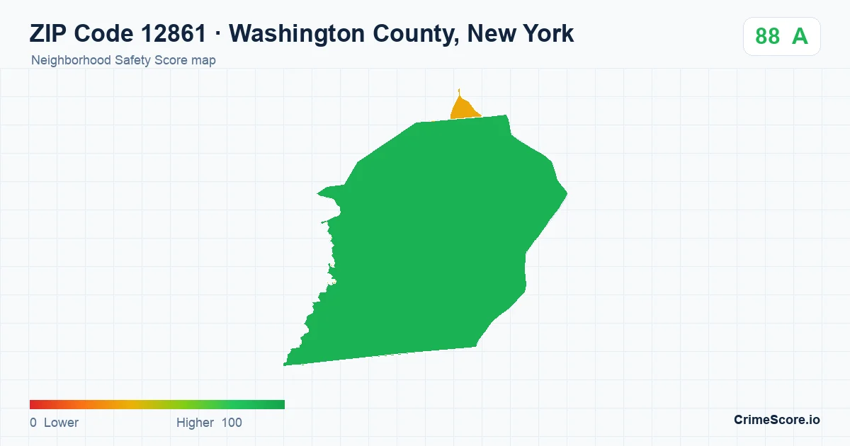 ZIP Code 12861 in Washington County, New York neighborhood Safety Score map