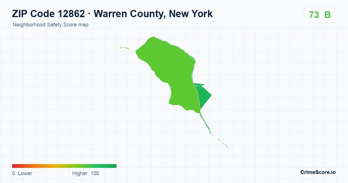 ZIP Code 12862 in Warren County, New York neighborhood Safety Score map
