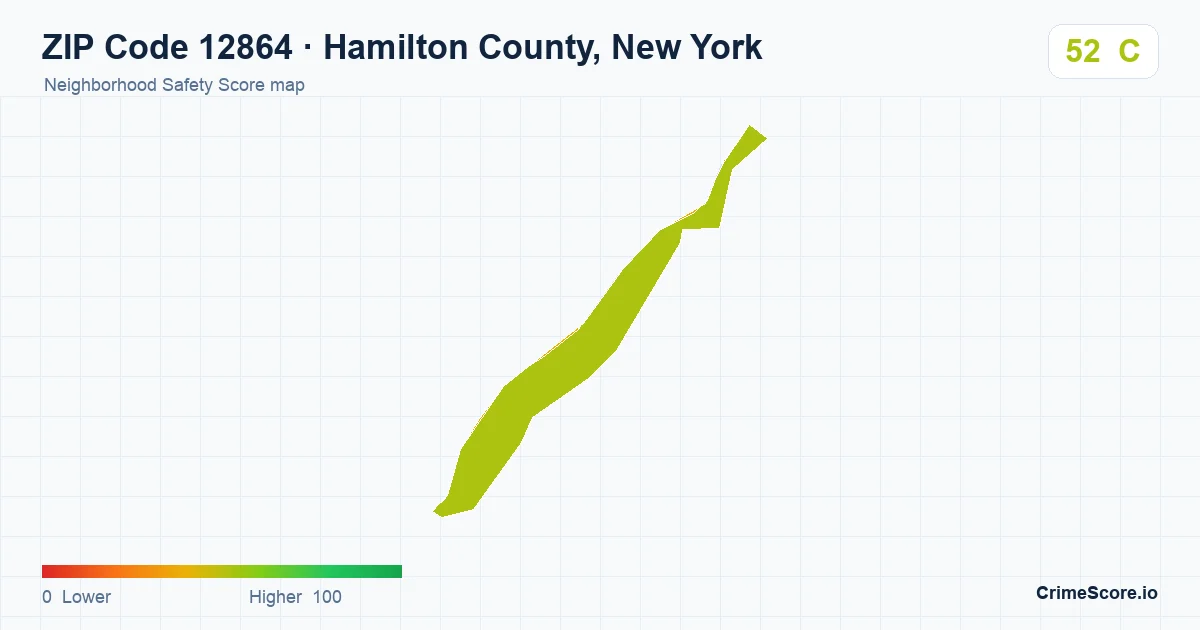 ZIP Code 12864 in Hamilton County, New York neighborhood Safety Score map