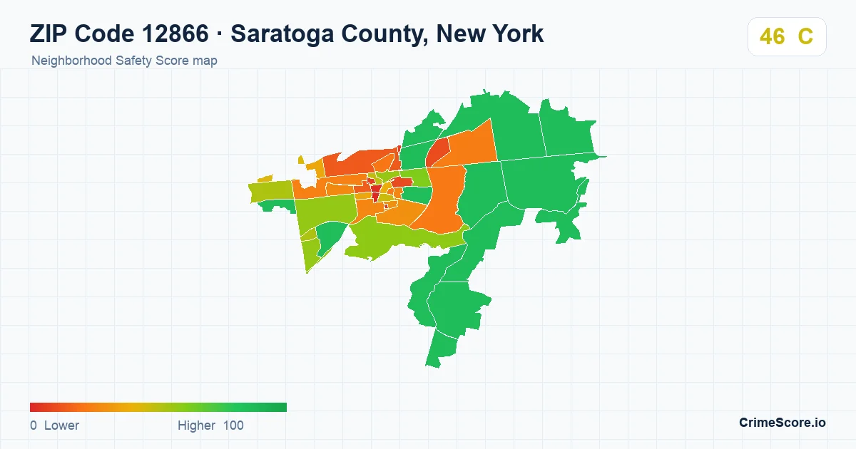 ZIP Code 12866 in Saratoga County, New York neighborhood Safety Score map