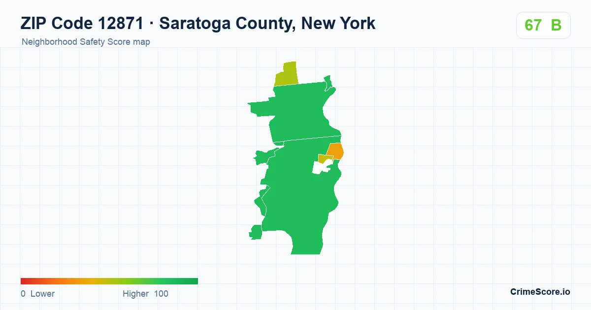 ZIP Code 12871 in Saratoga County, New York neighborhood Safety Score map