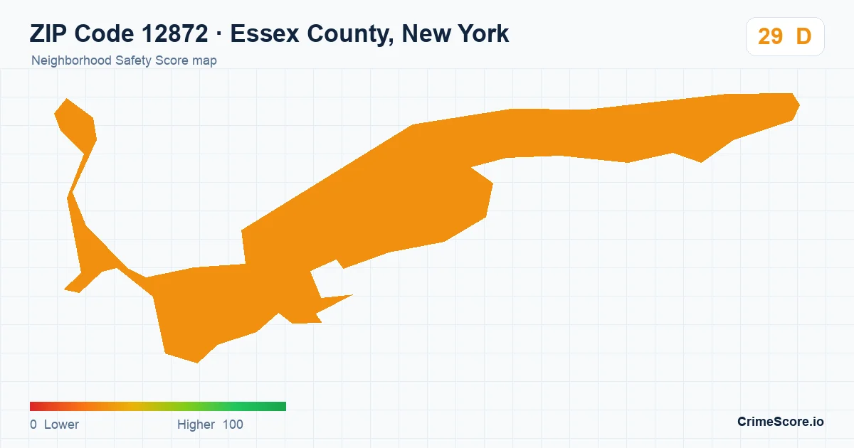 ZIP Code 12872 in Essex County, New York neighborhood Safety Score map