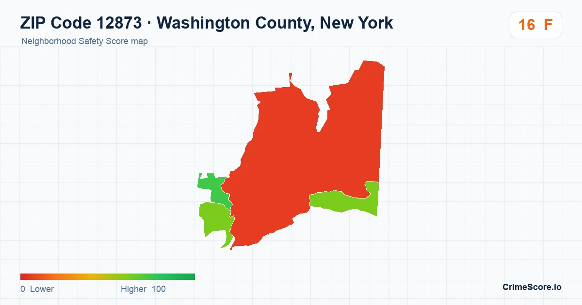ZIP Code 12873 in Washington County, New York neighborhood Safety Score map