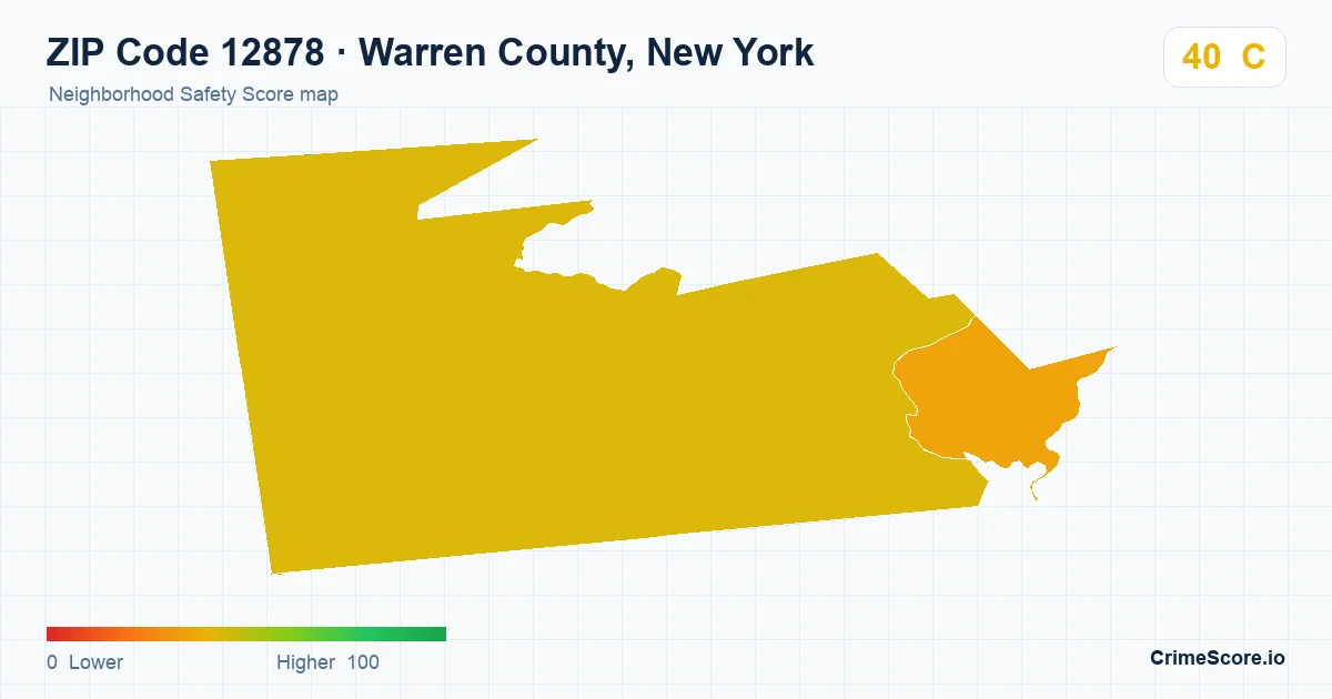 ZIP Code 12878 in Warren County, New York neighborhood Safety Score map