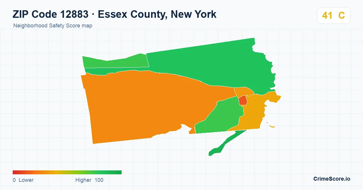 ZIP Code 12883 in Essex County, New York neighborhood Safety Score map