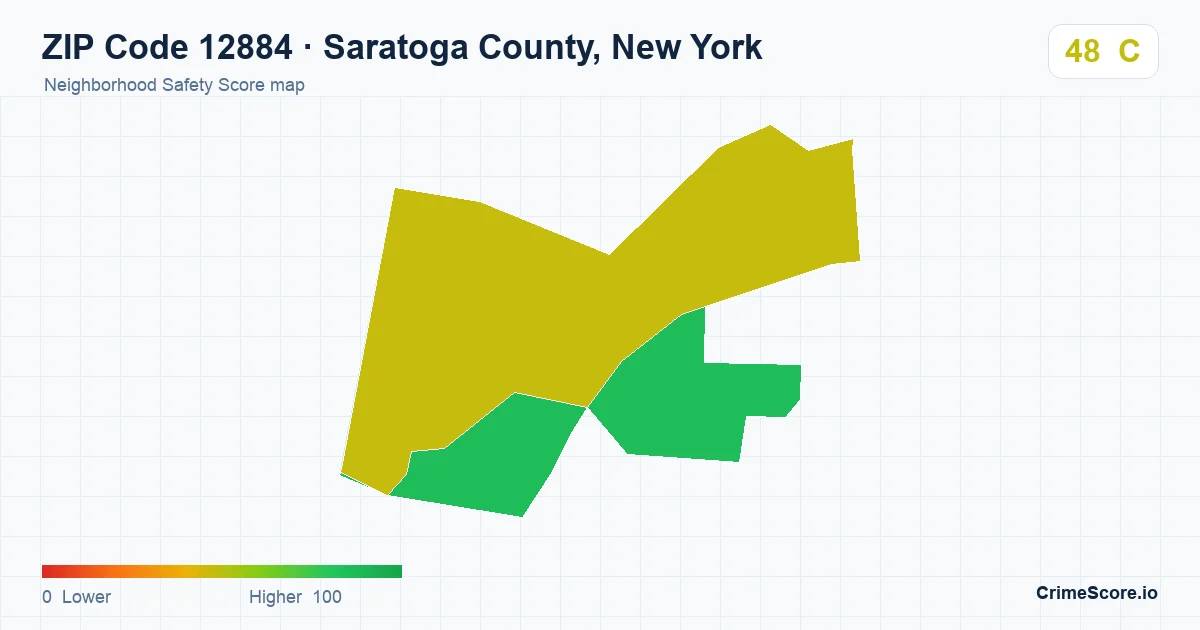ZIP Code 12884 in Saratoga County, New York neighborhood Safety Score map