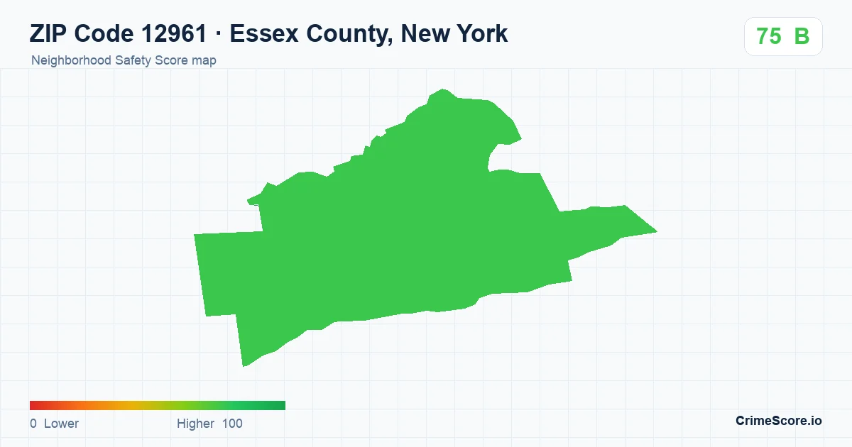 ZIP Code 12961 in Essex County, New York neighborhood Safety Score map