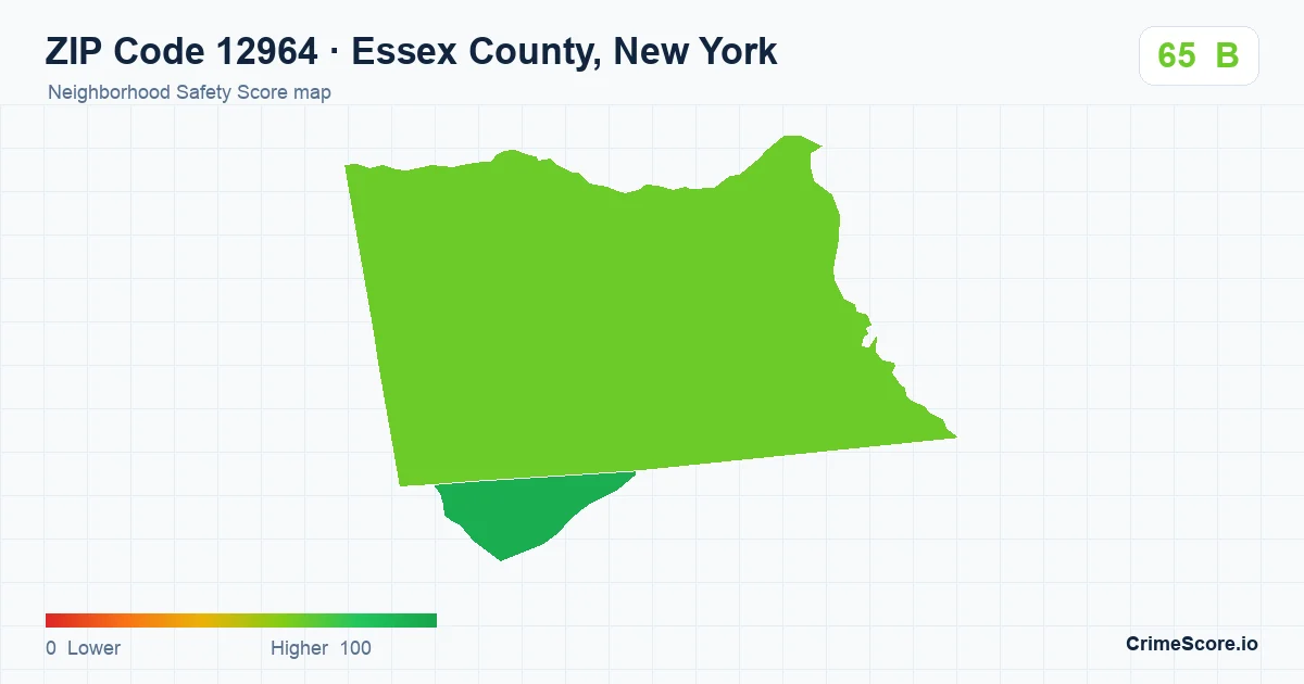ZIP Code 12964 in Essex County, New York neighborhood Safety Score map