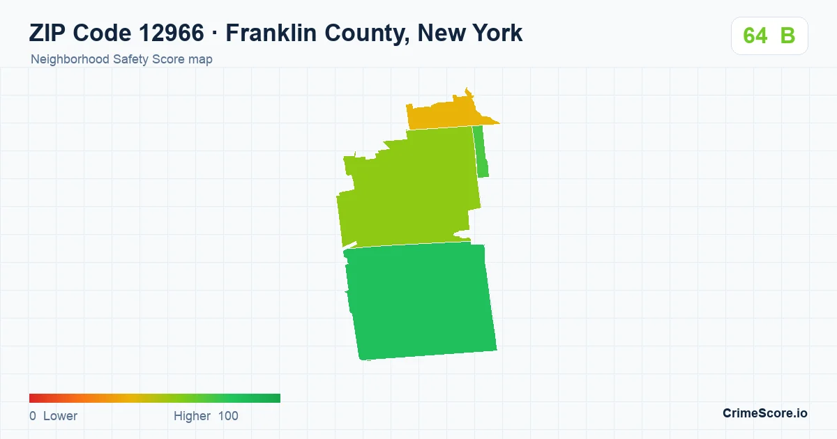 ZIP Code 12966 in Franklin County, New York neighborhood Safety Score map
