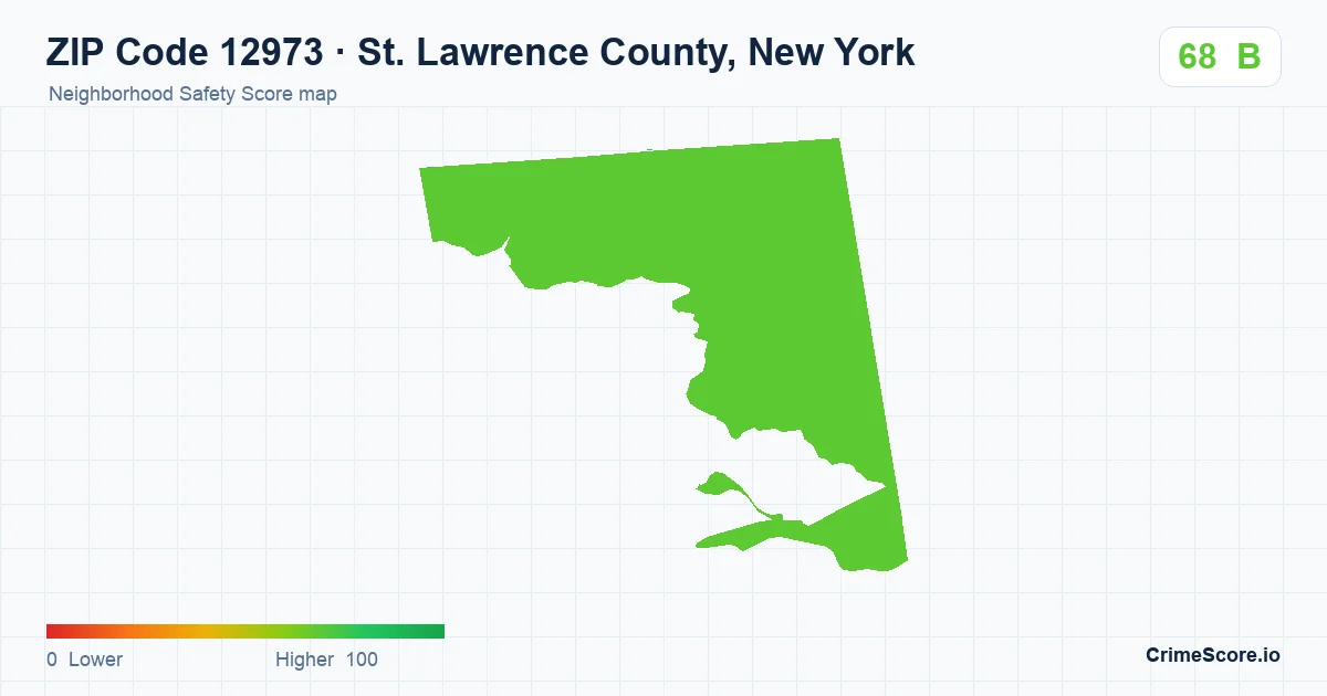 ZIP Code 12973 in St. Lawrence County, New York neighborhood Safety Score map