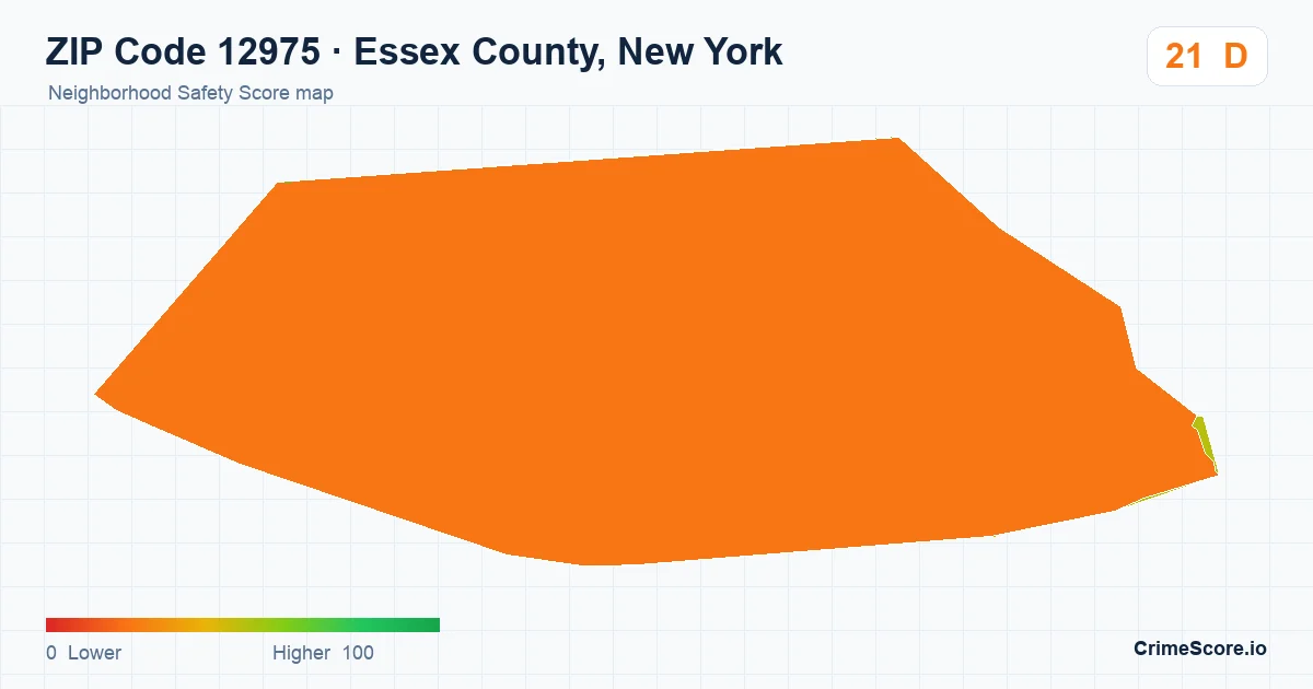 ZIP Code 12975 in Essex County, New York neighborhood Safety Score map