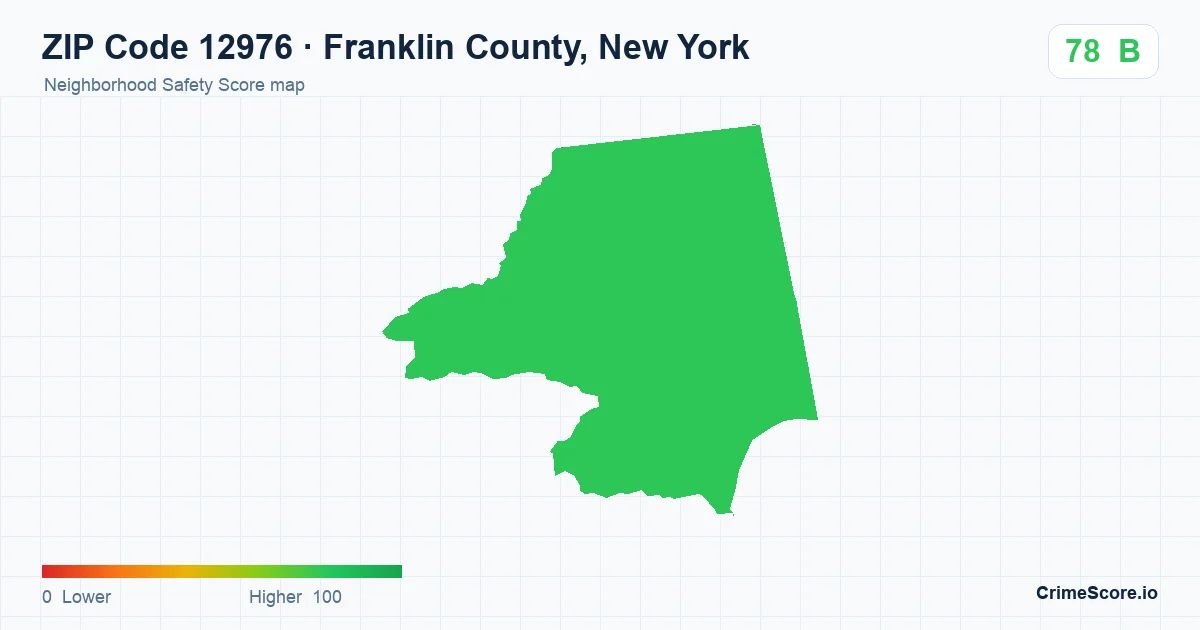 ZIP Code 12976 in Franklin County, New York neighborhood Safety Score map