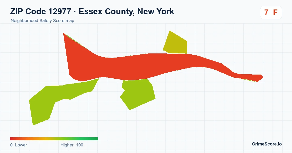 ZIP Code 12977 in Essex County, New York neighborhood Safety Score map