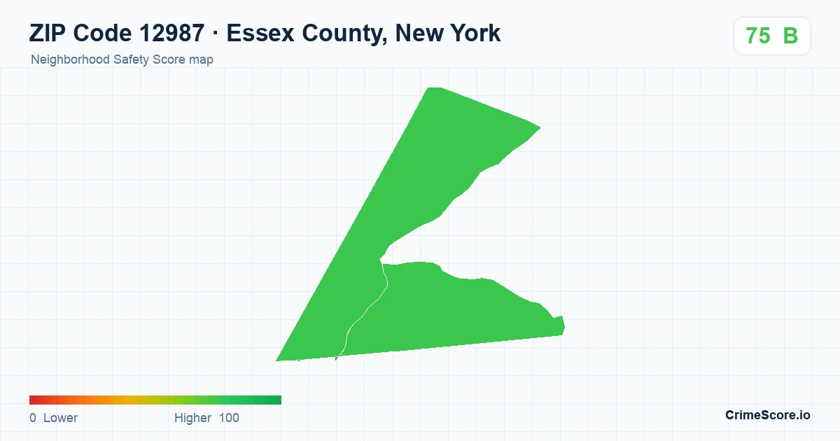 ZIP Code 12987 in Essex County, New York neighborhood Safety Score map