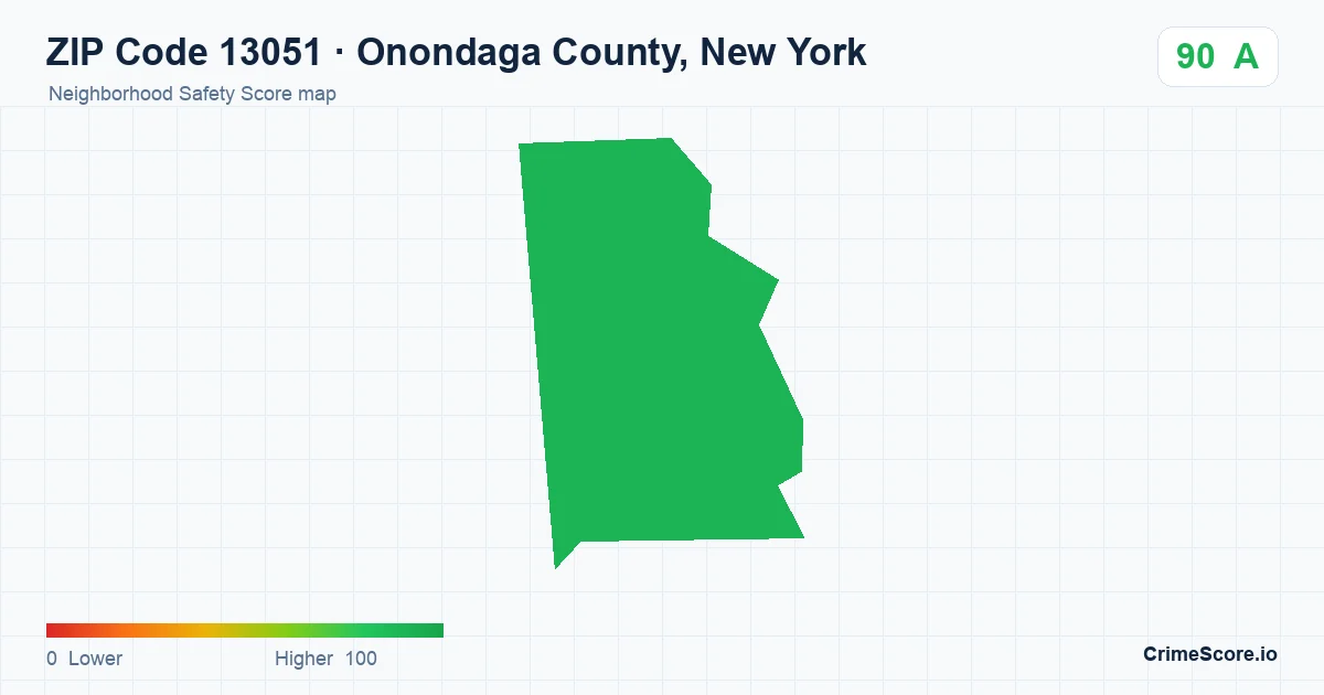 ZIP Code 13051 in Onondaga County, New York neighborhood Safety Score map
