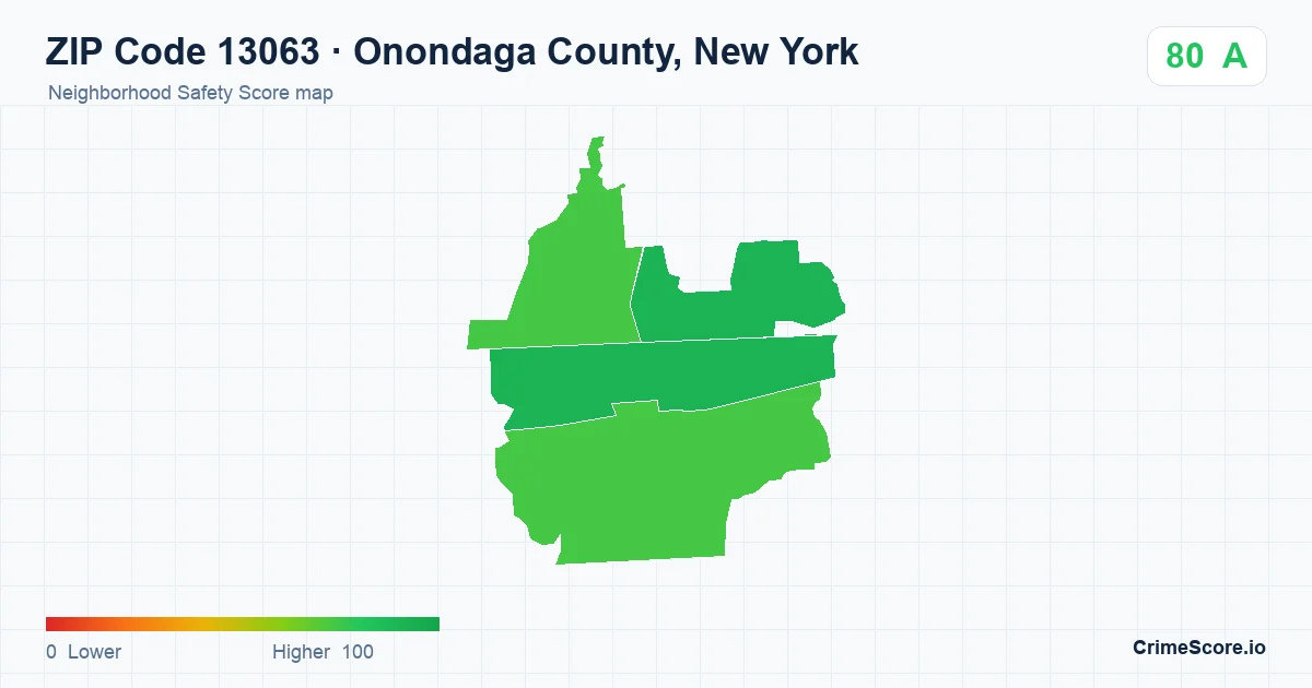 ZIP Code 13063 in Onondaga County, New York neighborhood Safety Score map