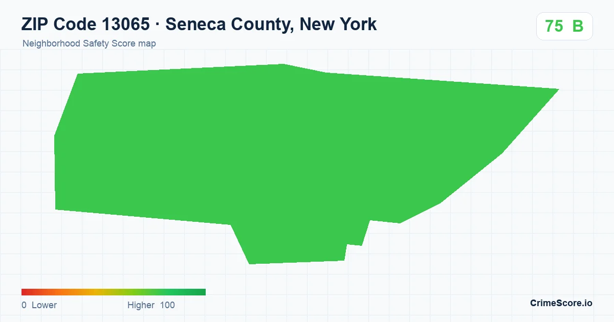 ZIP Code 13065 in Seneca County, New York neighborhood Safety Score map