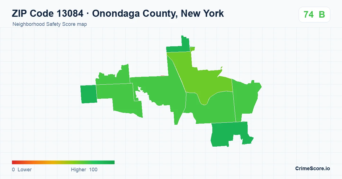 ZIP Code 13084 in Onondaga County, New York neighborhood Safety Score map