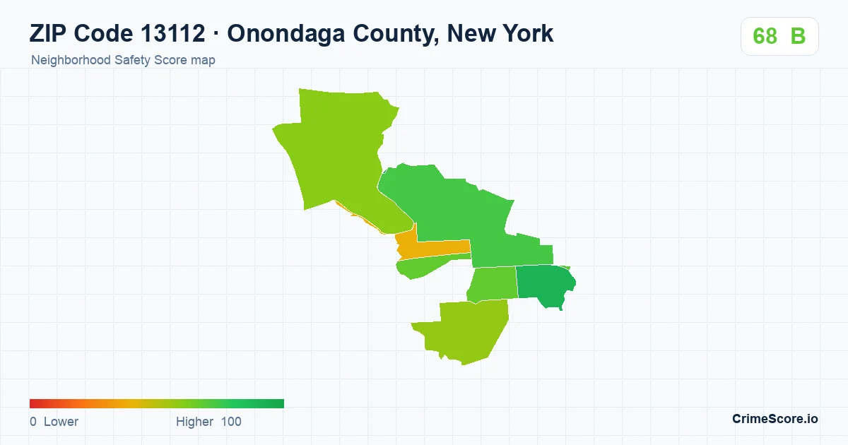 ZIP Code 13112 in Onondaga County, New York neighborhood Safety Score map