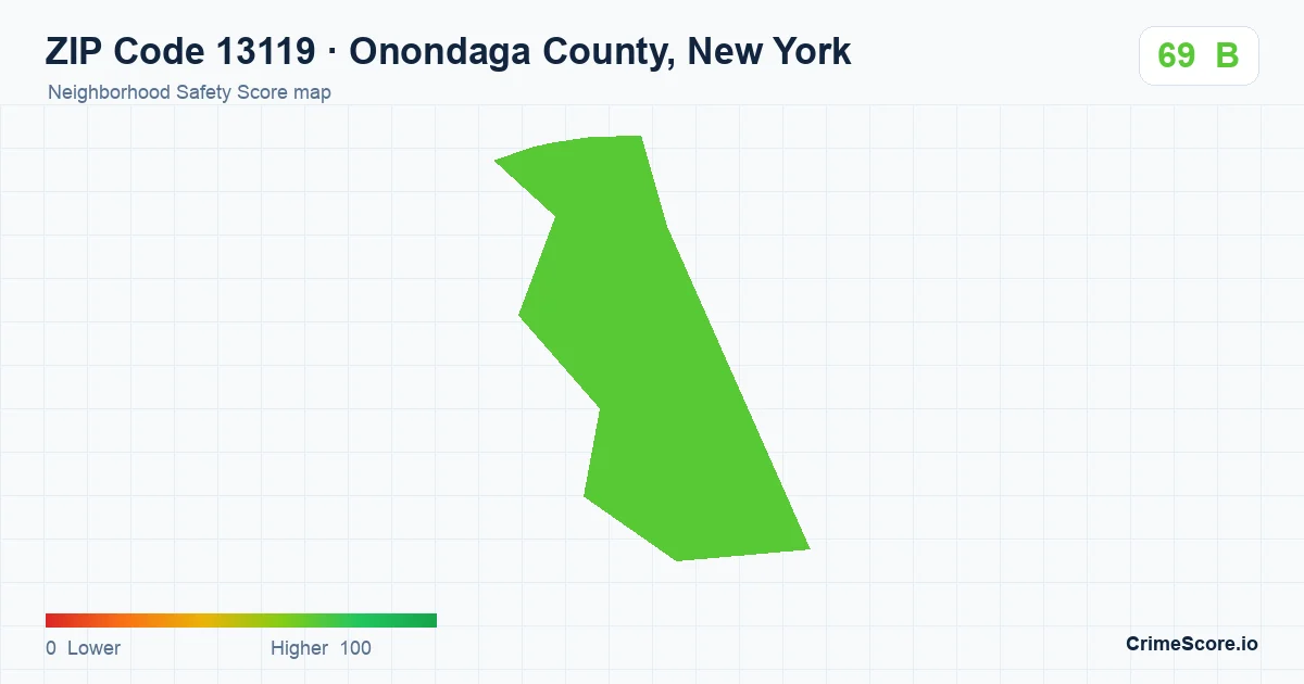 ZIP Code 13119 in Onondaga County, New York neighborhood Safety Score map