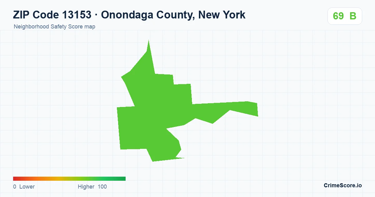 ZIP Code 13153 in Onondaga County, New York neighborhood Safety Score map