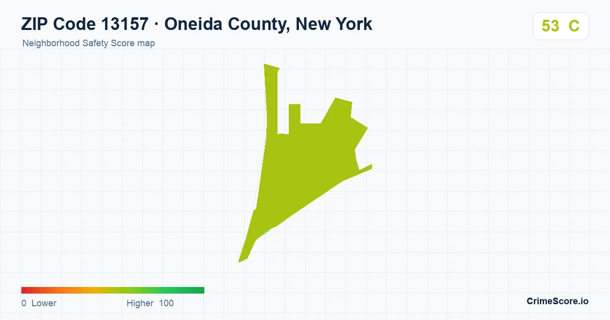ZIP Code 13157 in Oneida County, New York neighborhood Safety Score map
