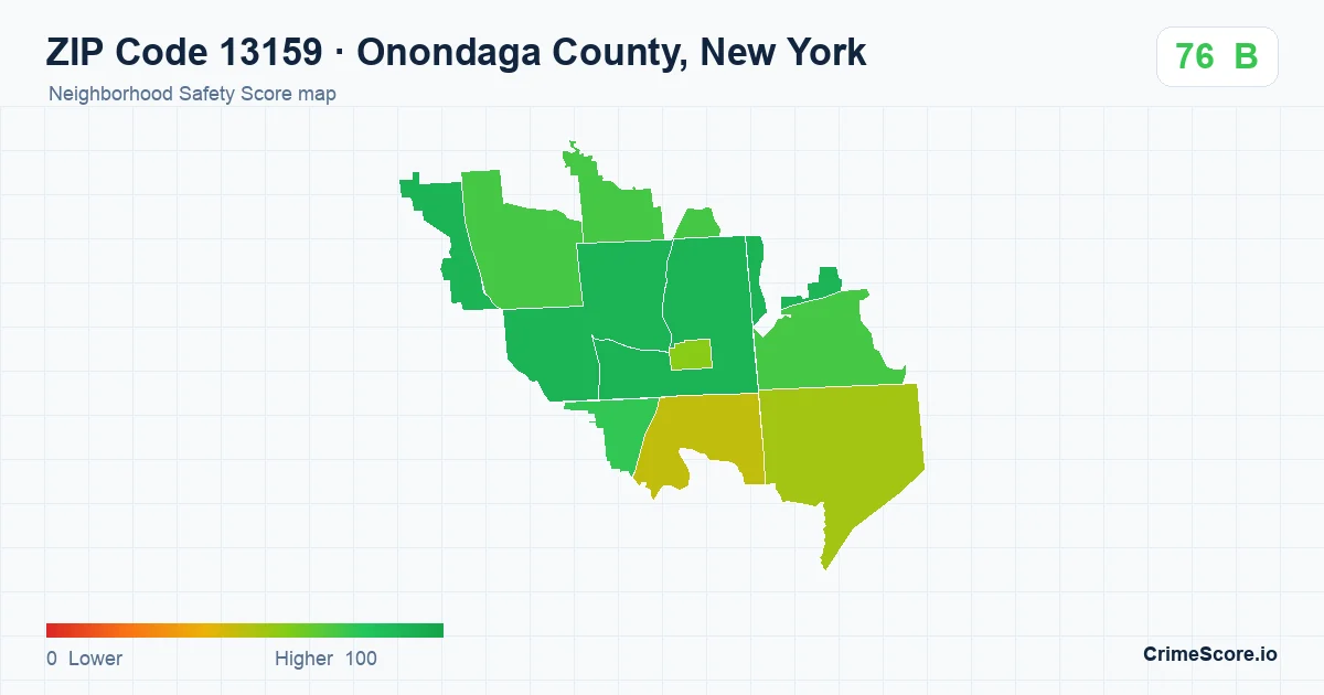 ZIP Code 13159 in Onondaga County, New York neighborhood Safety Score map