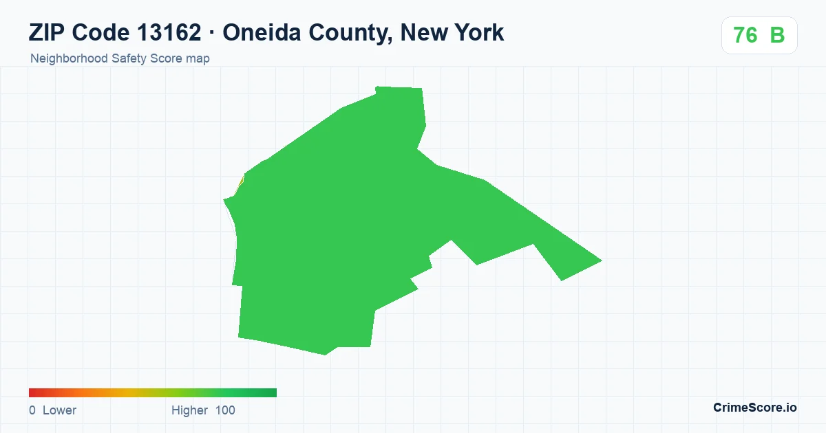 ZIP Code 13162 in Oneida County, New York neighborhood Safety Score map