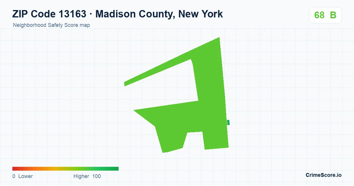 ZIP Code 13163 in Madison County, New York neighborhood Safety Score map
