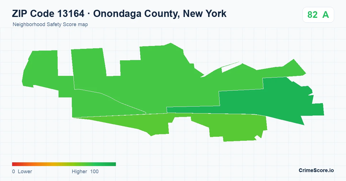 ZIP Code 13164 in Onondaga County, New York neighborhood Safety Score map