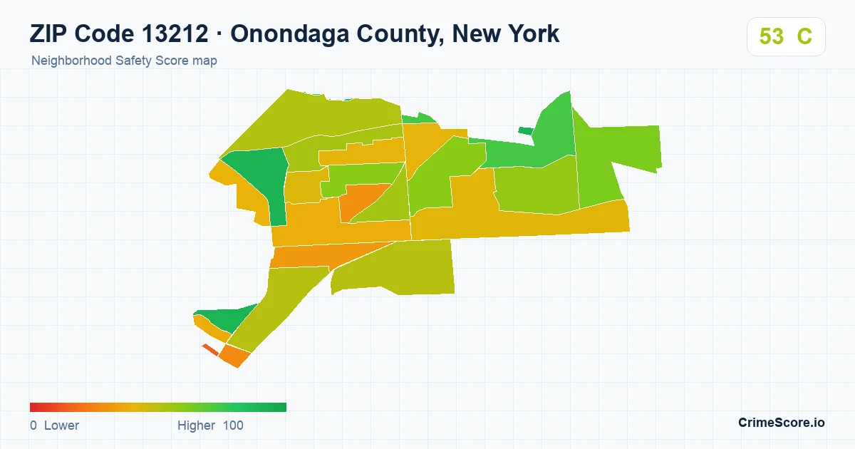 ZIP Code 13212 in Onondaga County, New York neighborhood Safety Score map