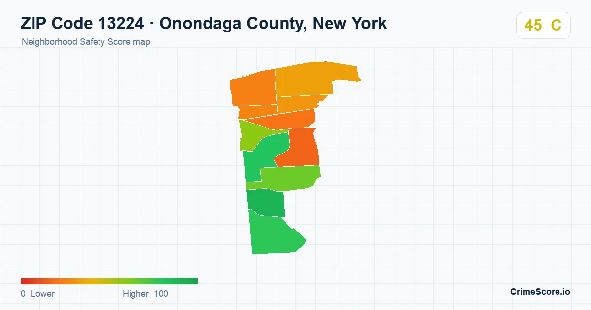 ZIP Code 13224 in Onondaga County, New York neighborhood Safety Score map