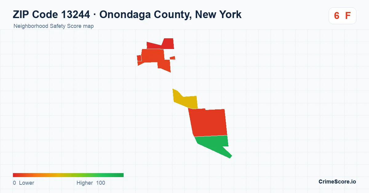 ZIP Code 13244 in Onondaga County, New York neighborhood Safety Score map