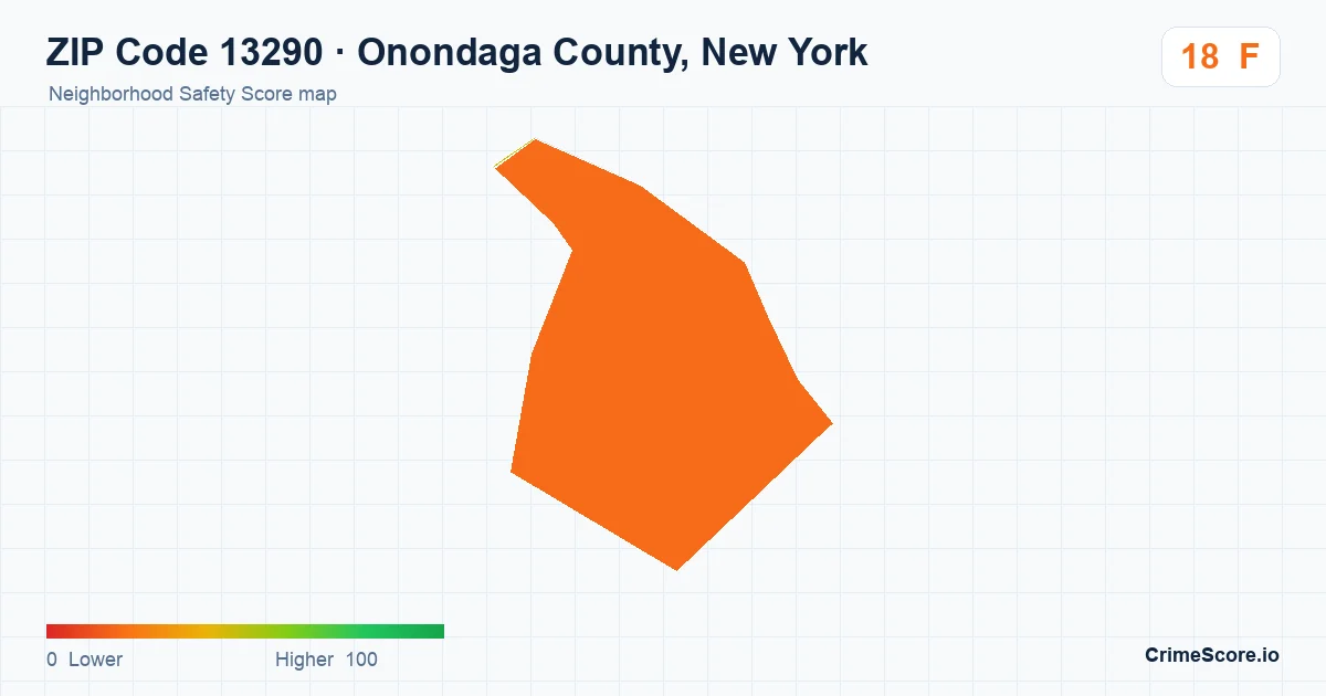 ZIP Code 13290 in Onondaga County, New York neighborhood Safety Score map