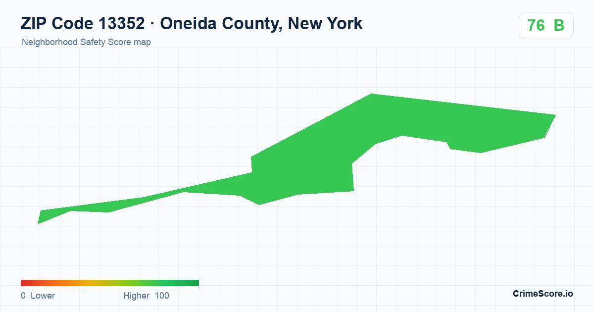 ZIP Code 13352 in Oneida County, New York neighborhood Safety Score map