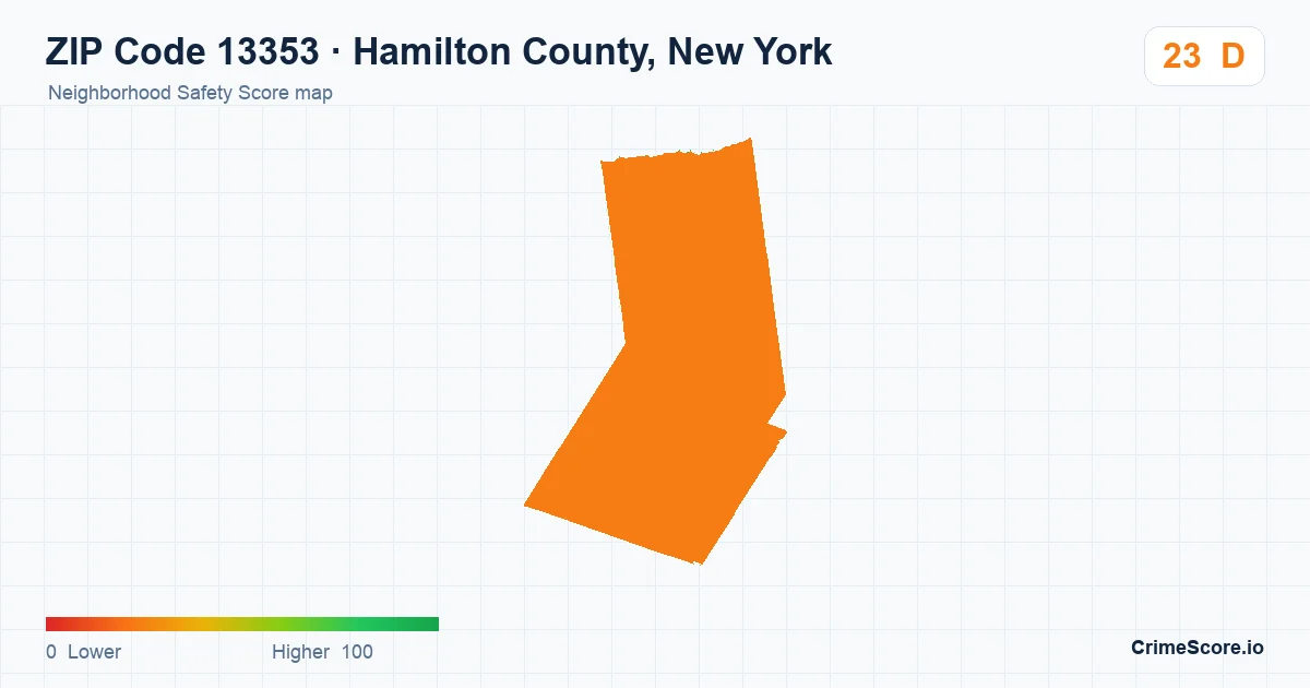 ZIP Code 13353 in Hamilton County, New York neighborhood Safety Score map