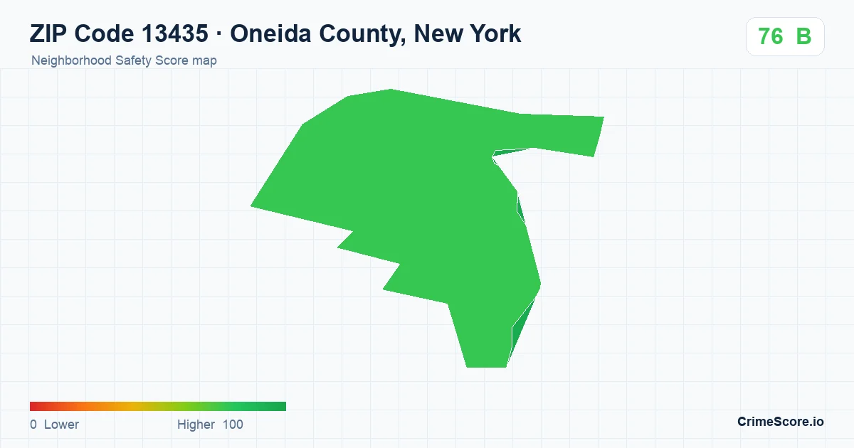 ZIP Code 13435 in Oneida County, New York neighborhood Safety Score map