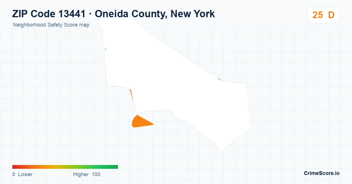 ZIP Code 13441 in Oneida County, New York neighborhood Safety Score map