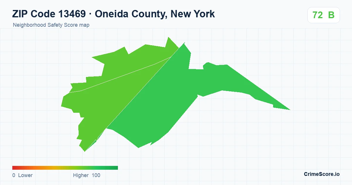 ZIP Code 13469 in Oneida County, New York neighborhood Safety Score map